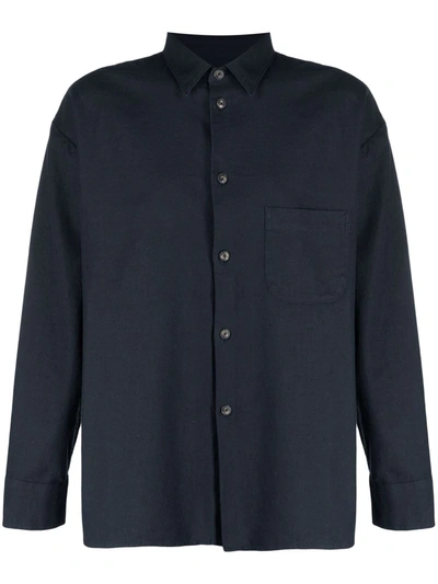 A Kind Of Guise Long-sleeve Cotton Shirt In Blue