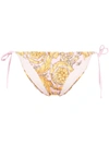 Versace Barocco-print Bikini Bottoms In Pink