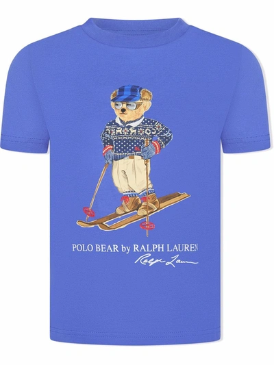 Ralph Lauren Kids' Polo Bear Cotton T-shirt In Blue