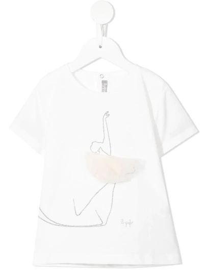 Il Gufo Kids' Tulle-tutu Ballerina-print T-shirt In White