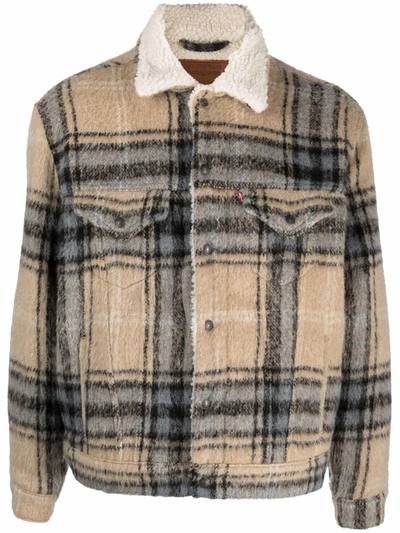 Levi's Check-print Denim Jacket In Neutrals