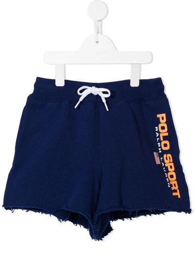Ralph Lauren Kids' Polo Sport Frayed Shorts In Blue