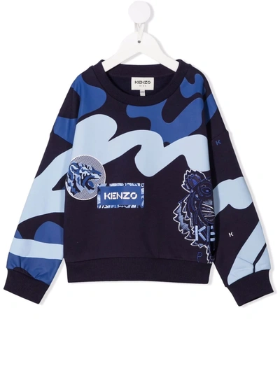 Kenzo Kids' Logo-print Sweatshirt In Blue