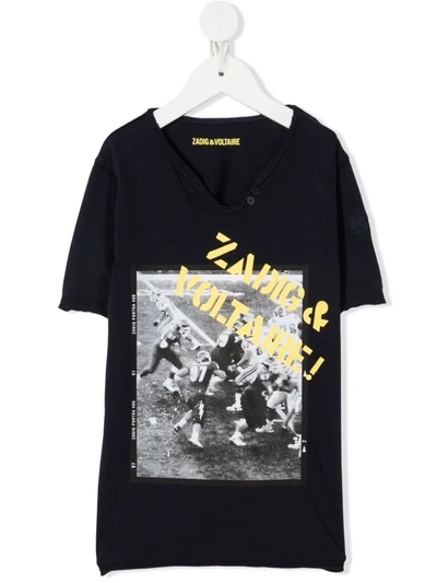 Zadig & Voltaire Kids' Graphic-print Cotton T-shirt In Blue