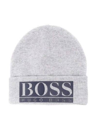 Bosswear Kids' Logo-print Beanie In Grey