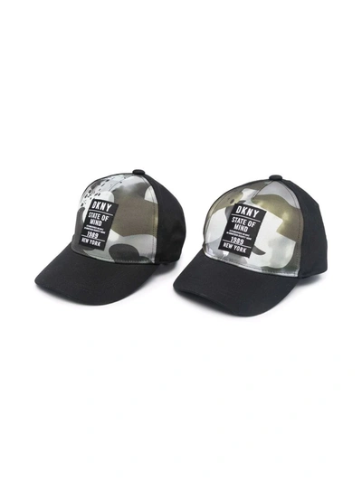 Dkny Kids' Camouflage-print Baseball Cap In Black