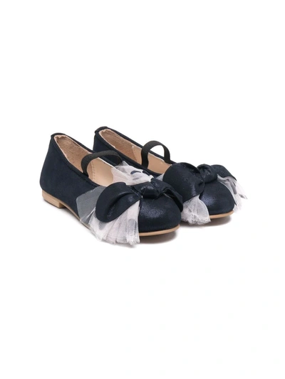 Charabia Kids' Tulle-bow Ballerina Shoes In Blue