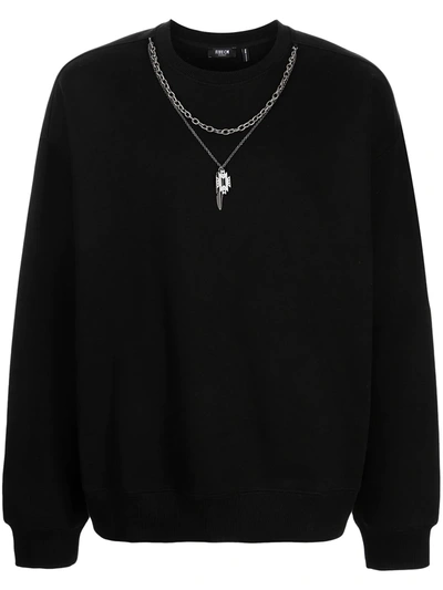 Five Cm Necklace-collar Crewneck Sweatshirt In Black
