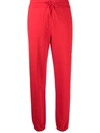 Msgm Drawstring Logo-print Joggers In Red