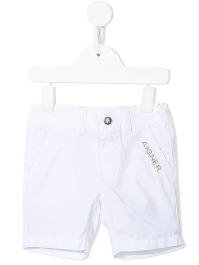 Aigner Babies' Logo-embroidered Cotton Shorts In White