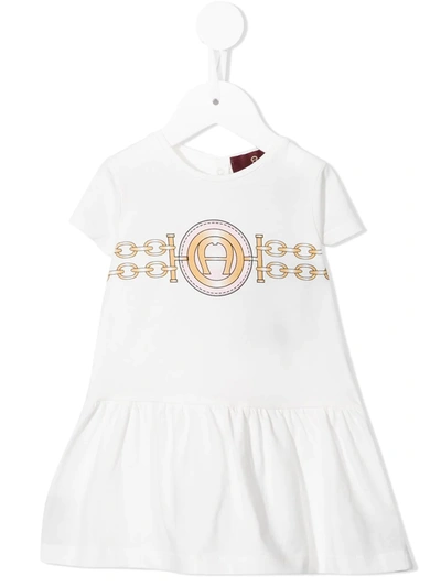 Aigner Babies' Logo-print Cotton T-shirt Dress In White