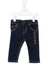 AIGNER LOGO-EMBROIDERED STRAIGHT-LEG JEANS