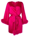 Gilda & Pearl Kitty Feather Trim Short Robe In Purple