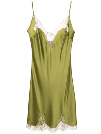 Gilda & Pearl Lace-embroidered Golden Hour Slip Dress In Green