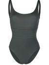 Eres Asia Scoop-neck One-piece Swimsuit With Waistband Detail In Sauge