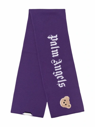 Palm Angels Kids Purple Bear Scarf