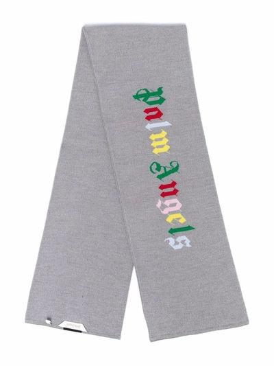 Palm Angels Kids' Logo-print Knit Scarf In Green