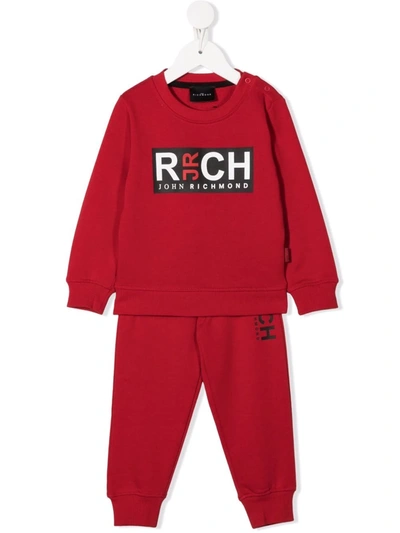 John Richmond Junior Babies' Logo-print Cotton Tracksuit Set In Red