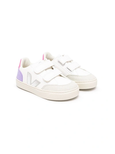 Veja Kids' Logo-print Touch-strap Trainers In White