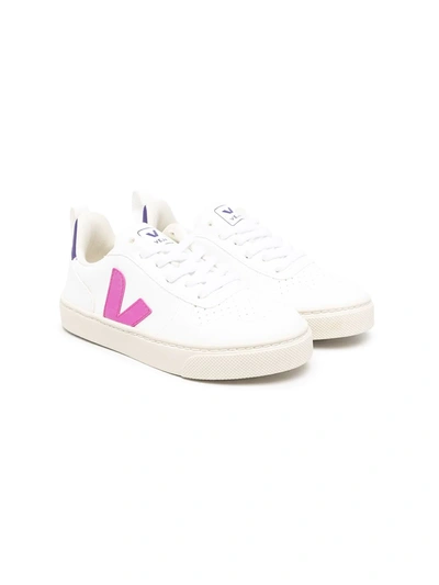 Veja Kids' Logo-print Lace-up Trainers In White