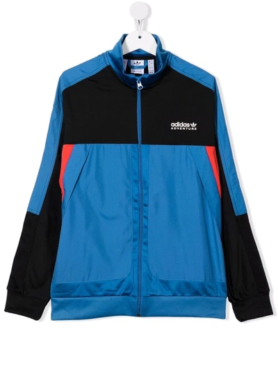Adidas Originals Teen Colourblock Zip-up Jacket In Blue