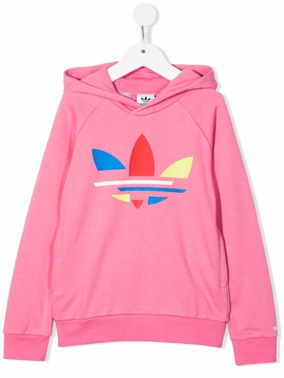 Adidas Originals Kids' Logo Print Hoodie In Pink