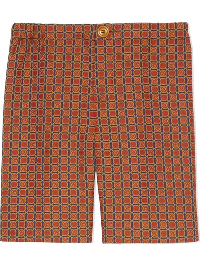 Gucci Babies' G Square Print Shorts In Brown