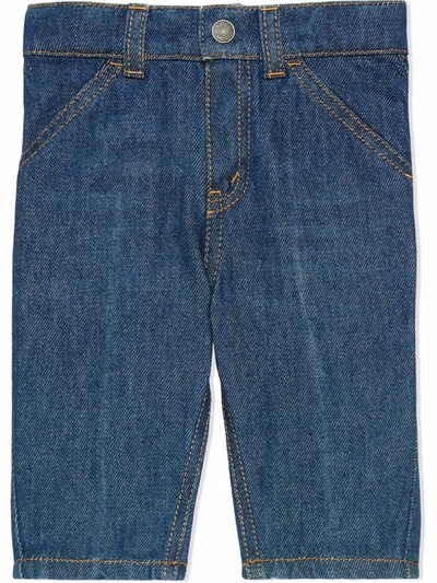 Gucci Babies' Rocking Horse Detail Jeans In Blue