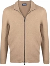 Drumohr Zipped-up Knit Cardigan In Neutrals