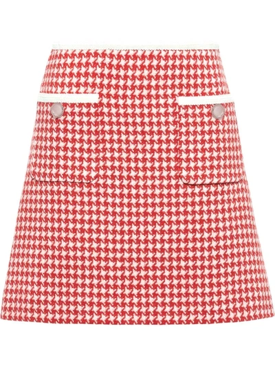 Miu Miu Houndstooth-pattern Mini Skirt In White