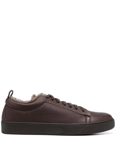 Henderson Baracco Connor Pebbled Sneakers In Brown