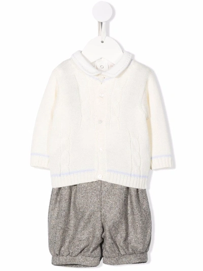 La Stupenderia Three-piece Knitted Babywear Set In Grey