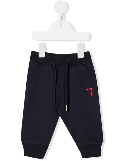 Trussardi Junior Babies' Embroidered-logo Track Trousers In Blue