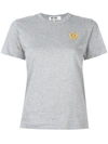 Comme Des Garçons Play Womens Grey Gold Heart-embroidered Cotton-jersey T-shirt Xs