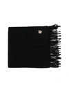 Maison Kitsuné Bold Fox Head Patch Fringed Scarf In Black