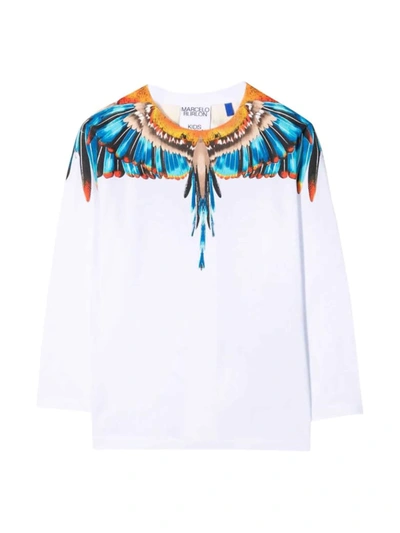 Marcelo Burlon County Of Milan Kids' Blue Grizzly Wings T-shirt In White Light B