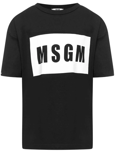 Msgm Black T-shirt For Kids With Logo