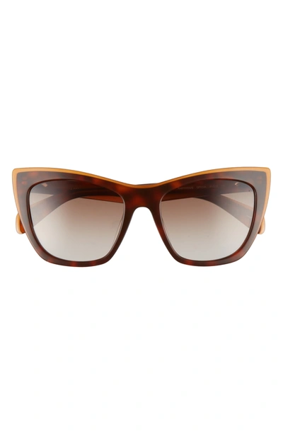 Rag & Bone 53mm Gradient Cat Eye Sunglasses In Brown/ Orange Havana/ Brown