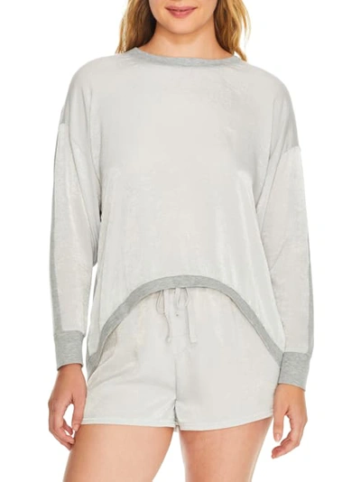 Bare Necessities Rise And Shine Satin And Jersey Pullover In Moon Mist