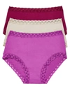 Natori Bliss Cotton Full Brief 3-pack In Mulberry,sand,port