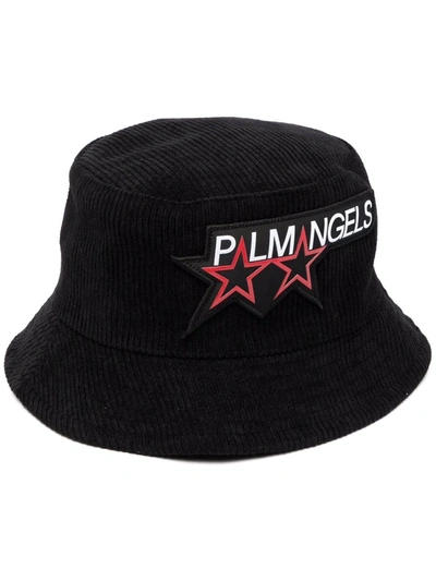 Palm Angels Racing Star Print Bucket Hat In Black