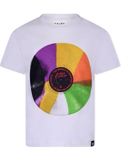 Molo Teen Record-print Organic Cotton T-shirt In 白色