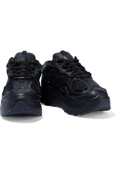 Eytys Jet Turbo Mesh, Smooth And Patent-leather Platform Sneakers In Black
