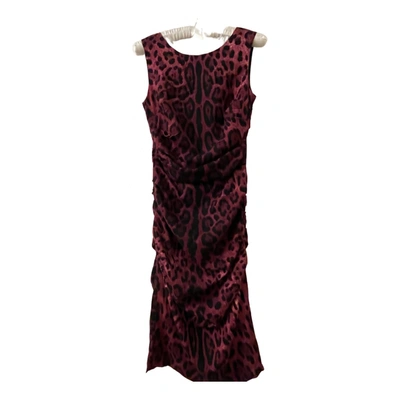 Pre-owned Dolce & Gabbana Silk Mid-length Dress In Burgundy