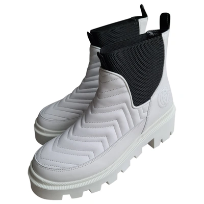 Pre-owned Gucci Leather Ankle Boots In White