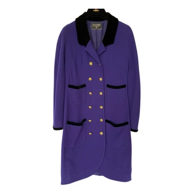 Pre-owned Chanel Wool Coat In Purple