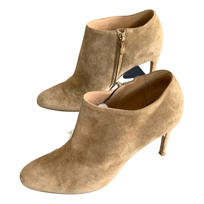 Pre-owned Sergio Rossi Ankle Boots In Beige