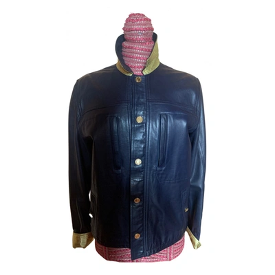 Pre-owned Ralph Lauren Leather Jacket In Blue