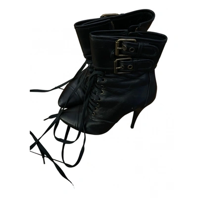 Pre-owned Balmain Leather Ankle Boots In Black