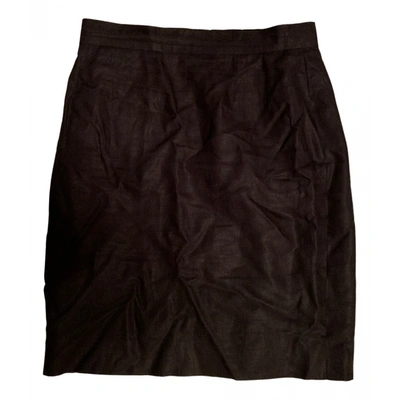 Pre-owned Chanel Linen Mid-length Skirt In Black